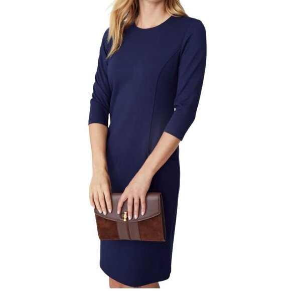 J. Mclaughlin Catalyst Dress Navy Catalina Cloth Tone On Tone Animal Texture Pri - Picture 4 of 8